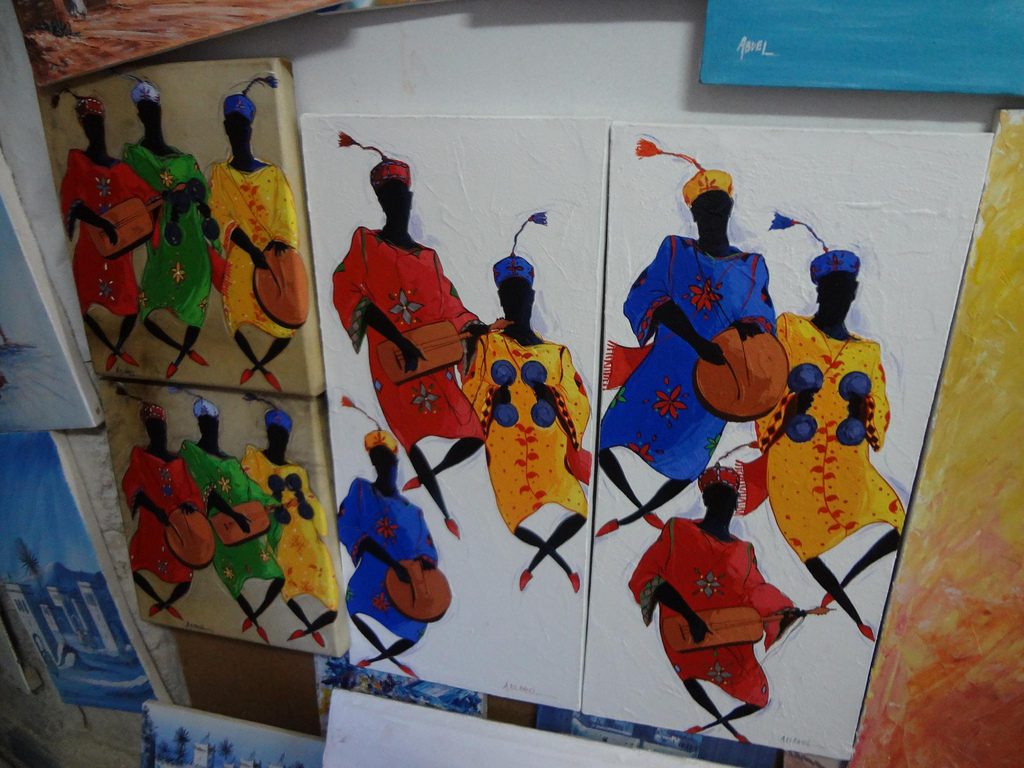 Pinturas Con Músicos Gnawa En Essaouira