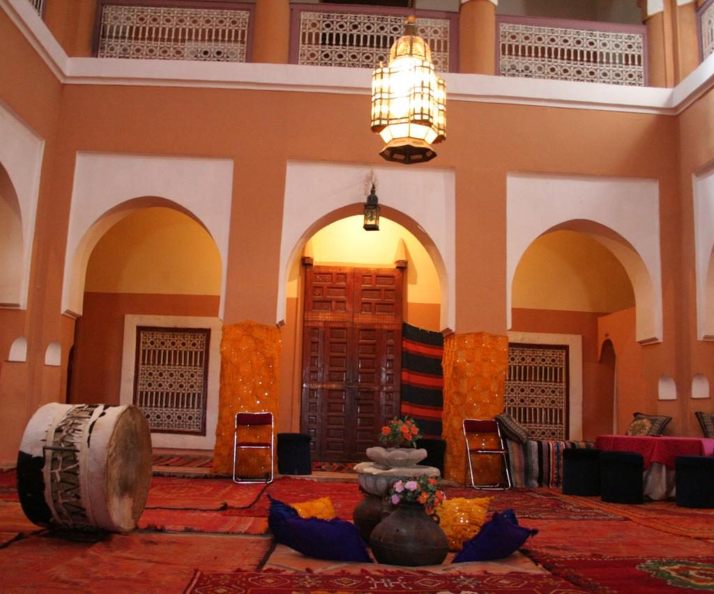 Patio Interior De La Kasbah Tifoultoute En El Sur De Marruecos